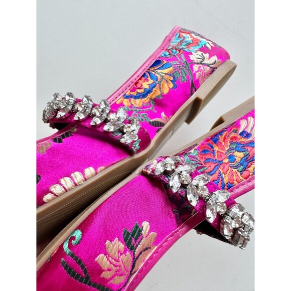 Girls' NWT ALDO Despirito Pink Brocade Crystal Mary Jane Ballet Flats, Size 6 - Picture 11 of 15